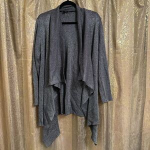 Torrid Gray Silver Cardigan Drape Front Lurex Sweater 2 2X 18/20